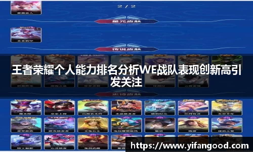 王者荣耀个人能力排名分析WE战队表现创新高引发关注